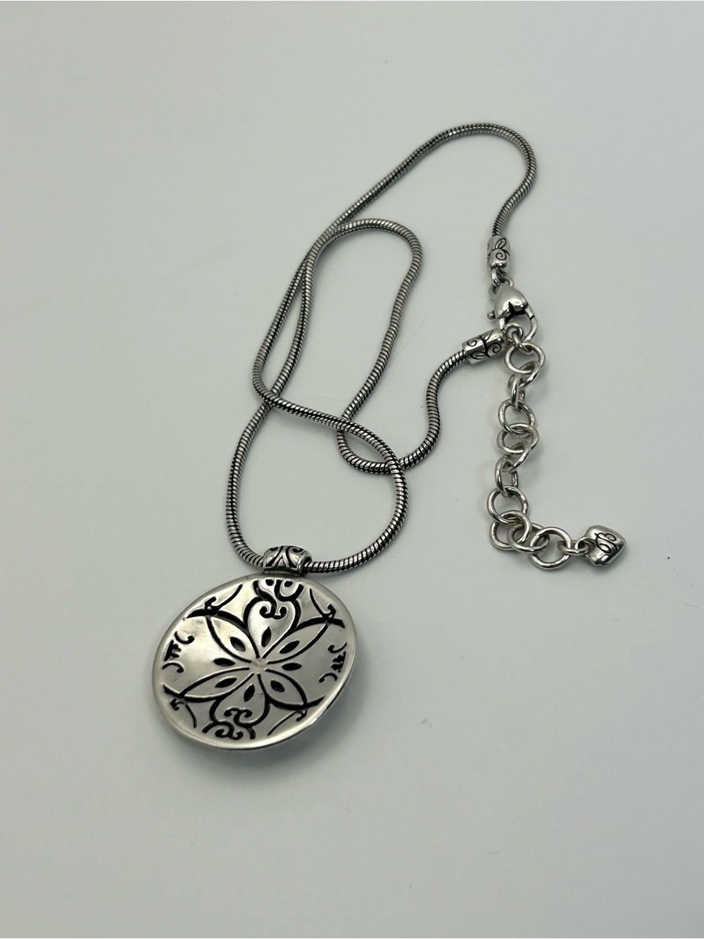 Brighton Florencia Pendant Necklace 18" Silver Plated Clear Crystal Floral - Picture 5 of 10